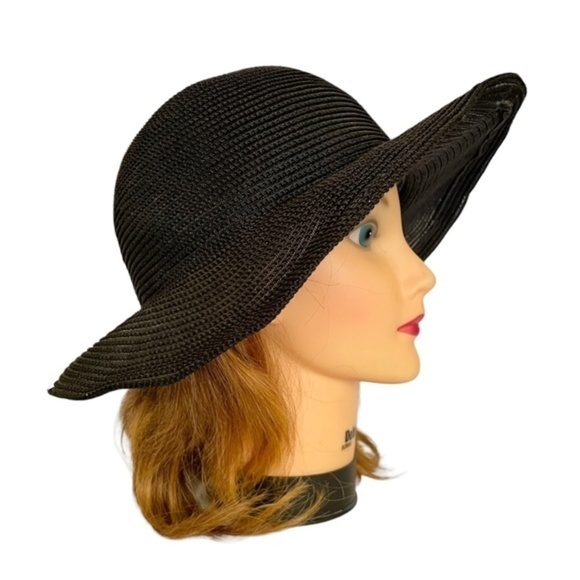 Eugenia Kim Vintage Black Woven Wide-Brim Sun Hat - Picture 10 of 10